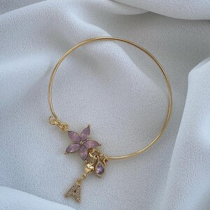 Pulsera con diseño especial de flor infinita rosa bañada en oro, joyería elegante personalizada