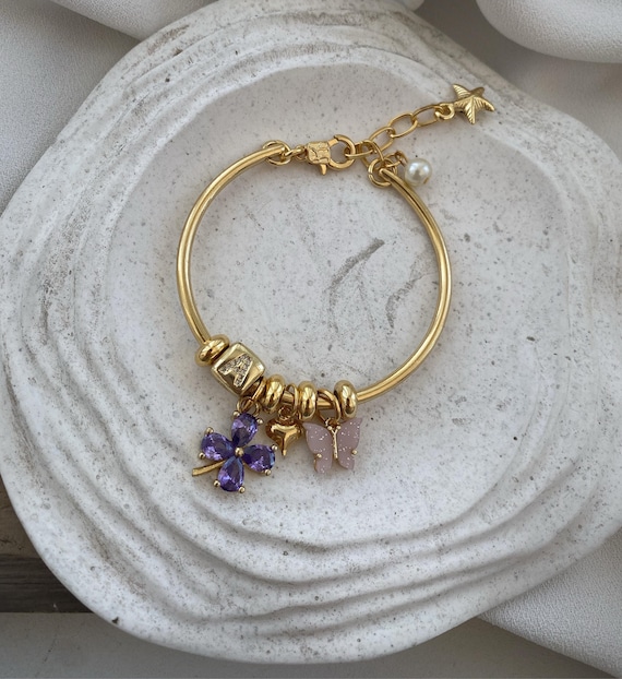 【BLACKPURPLE】Clover cubic bracelet Black Resin Clover Bracelet – Jardin Jewelry