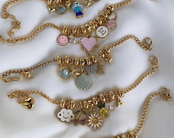 Personalized Charm Bracelet for Women – Custom Name Jewelry – Unique Birthday Gift – Engraved Charm Bracelet –Valentine&#39;s Day gift