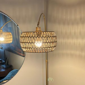 Gold Floor Lamp, Arc Floor Lamp, Rattan Standing lamp, Tall Lamp, Modern Floor Lamp, Lamps