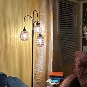 Rattan Floor Lamp | Boho Floor Lamp | Farmhouse Floor Lamps | Reading lamp