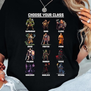 Choose Your Class, Unisex Softstyle DnD Class T-Shirt, Epic TTRPG Shirt, Gift for Dungeons and Dragons Lovers, Tabletop Gamer Gift Tee