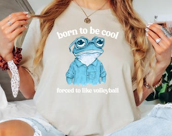 Funny Frog Volleyball T-Shirt: Retro Animal Print, Nerd Gift