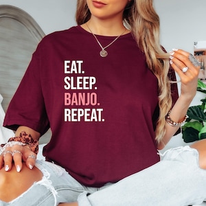 Eat Sleep Banjo Repeat Funny Musician Gift Unisex T-Shirt, Funny Banjo Instrument Shirt, Banjo Player Gift, Bluegrass Shirt, Music Lover