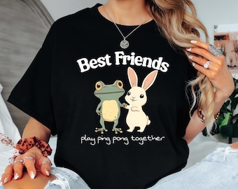 Leuk Frog Ping Pong-shirt, uniseks shirt Best Friends