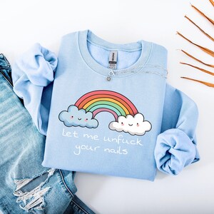 Sarcastic Nail Tech Crewneck Sweatshirt: Funny Rainbow Cosmetology Gift