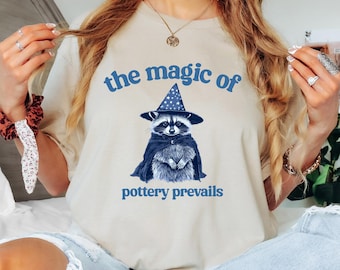 Wizard Raccoon Pottery T-Shirt: Funny Retro Graphic Tee