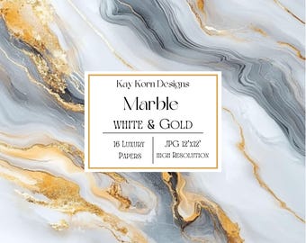 Papel digital de mármol blanco y dorado / Papel de mármol / Mármol dorado / Fondo de mármol / Vetas doradas / Descarga instantánea para uso comercial