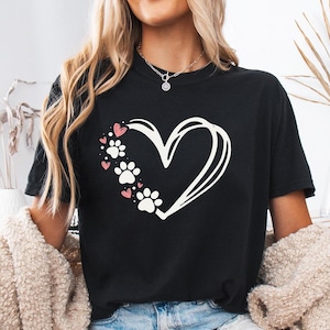 Paw Heart T-Shirt - Pet Lover Shirt, Animal Lover Gift, Dog + Cat Print Tee, Cute Graphic Tee, Gift for Women