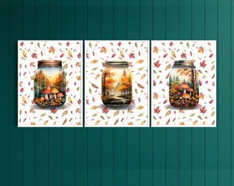 Autumn Lakescape - Three-Panel Wall Art Series  - Digital Prints