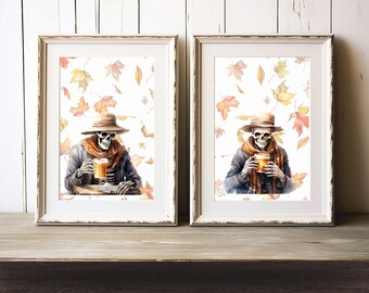 The Twins - Autumn At the Café Falloween Series - Digital Prints
