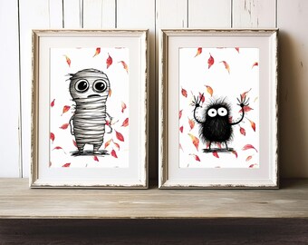 Mummy’s Autumn Dilemma - "Creepie's First Autumn" Falloween Series - Digital Prints