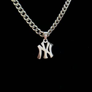 Collar de oro de Nueva York, collar cubano de oro de Nueva York, collar de Nueva York, colgante de Nueva York, collar de Nueva York, cadena de béisbol, cadena de los Yankees - Regalo del Día del Padre