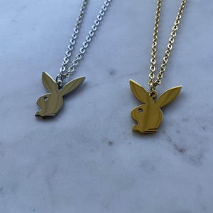 Playboy Bunny Necklace - 22&quot; Necklace, Dainty Necklace, Cute Necklace, Unisex, Easter Gift, Gift for Her, Unisex, Easter Sale