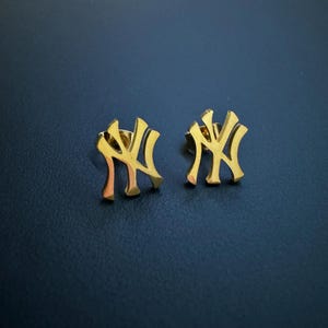 Pendientes NY / Pendientes de Nueva York / Pendientes de los Yankees de Nueva York - Pendientes de oro, pendientes de oro, unisex, regalo para papá, regalo para el Día del Padre