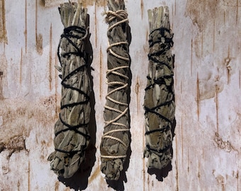 Hand-Wrapped Sage Smudge Stick, 6 Inch Bundle, Energy Cleansing Ritual