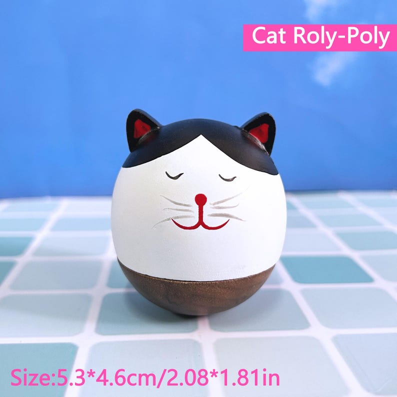 Children's Wooden Roly Poly,wooden Elk/panda/bird/cat Roly-poly Toy ...