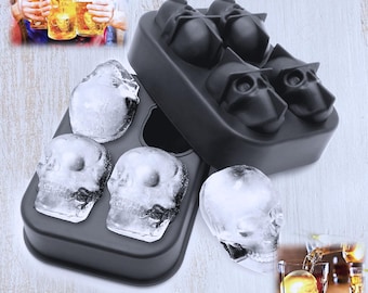 Siliconen mal Halloween-schedel, siliconen mal whisky schedel ijs, siliconen mallen cocktail ijsblokje, bakje cocktailijs, angstaanjagende schedel ijsblok