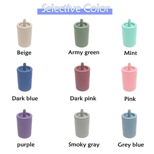 May include: Nine silicone cups with lids and straws in various colors: beige, army green, mint, dark blue, dark pink, pink, purple, smoky gray, and grey blue.