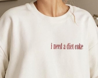 I need a cola light sweatshirt geborduurde ronde hals, liefhebbers van cola light, grappig cadeau frisdrank, trendy oversized sweatshirt minimalistisch