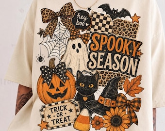 Retro Halloween Collage Shirt, Coquette Ghost Spooky Season Tee, Trendy October Fall TShirt, Gift