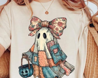 Halloween Cute Ghost Shirt, Spooky Season Retro Boo Ghost Tee, Trendy Preppy Halloween Cute Fall Shirt, Graphic Womens Halloween Tshirt