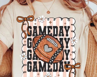 Spieltag Coquette Football Shirt, Touchdown Saison Shirt, Fußball-Liebhaber Sport Mama Shirt, Fußball Mama T-Shirt, Herbst Fußball Geschenk