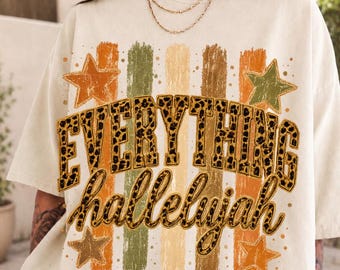 Fall Autumn Everything Hallelujah Fall Shirt, Striped Leopard Christian Tee, Faith Based Praise Retro Christian Gift
