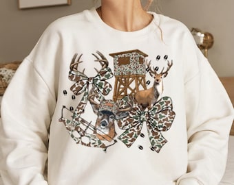 Bluza myśliwska w kamuflażu, koszula z kokardą z motywem sezonu jeleni, prezent dla miłośnika polowań w sezonie łowieckim, bluza kempingowa na jesienne polowanie