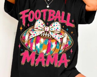 Football Mama Shirt, Colorful Polka Dot Coquette Football Tee, Preppy Football Mom Game Day Tshirt, Tie Dye Sports Gift