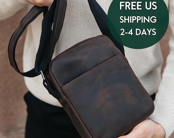 Bolso bandolera moderno, bolso bandolera de piel auténtica hecho a mano, bolso personalizado para hombre, bolso de piel personalizado para hombre, bolso de piel minimalista personalizado