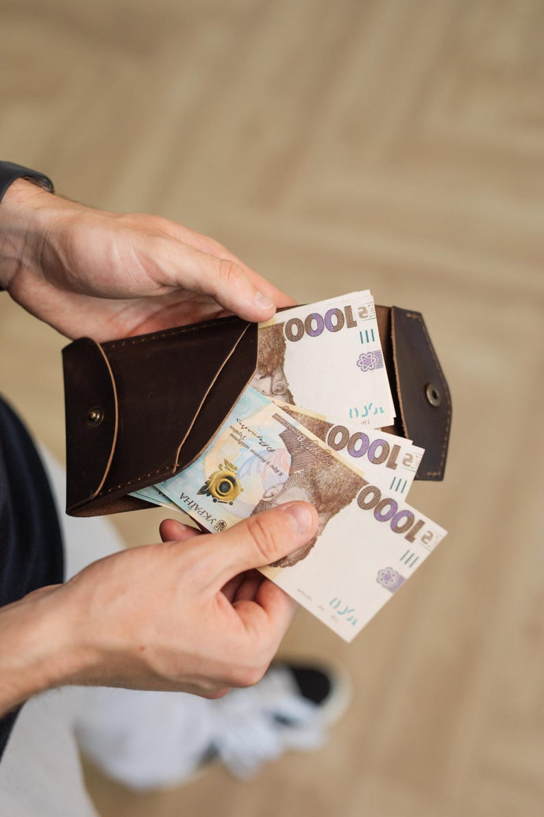 Leather Cash Wallet, Handmade Slim Card&Cash Holder, Minimalist Bifold Wallet, Personalized Wallet, Gift for Boyfriend
