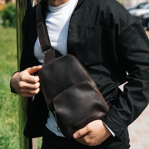 Borsa a tracolla in pelle marrone, borsa da viaggio a tracolla da uomo