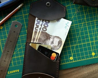 Custom Leather Wallet, Handmade Men Wallet, Personalized Cash Card Holder, Minimalist Flap Wallet, Christmas Gift idea