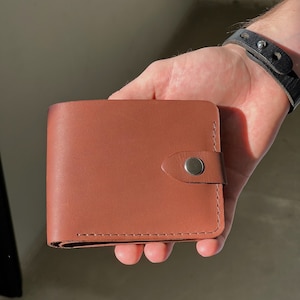 Cartera de piel marrón para hombre, cartera marrón para mujer, cartera de piel con tarjetero, cartera de piel auténtica para mujer, cartera minimalista para hombre