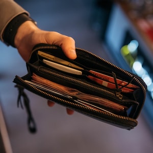 Men clutch, coat wallet, wristlet wallet for phone, long black wallet for men, zip leather wallet men, dad or brother Bday gift idea