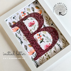Personalized Diamond Painting Kit Custom Initial Letter Gem Art Craft Floral Diamond Art With Frame Girls Initialed Gifts Rhinestone Letters
