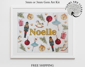 Custom Christmas Diamond Painting Gifted Craft-Kit With Personal Name Easy DIY Holiday Gem Art Make Your Own Nutcracker Diamond Painting Kit