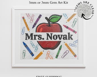Custom Diamond Painting Gift for Teacher Personalized Teacher Name Appreciation Gift Classroom Art Teacher Desk Decor Name Sign Gifted Kit