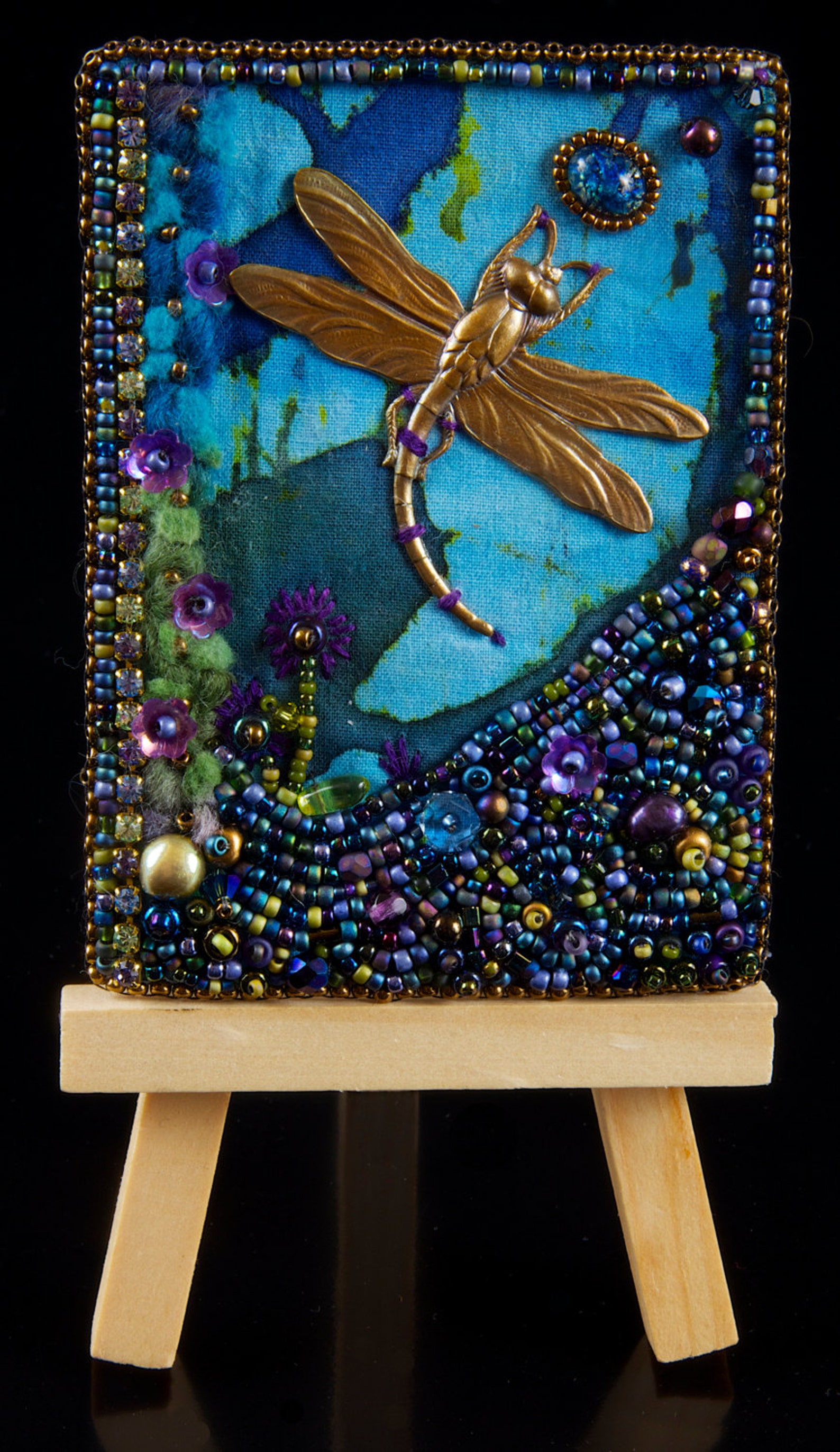 Mixed Media Bead Embroidery Atcs artist's Trading Cards, A Purse, Barrettes and More Etsy