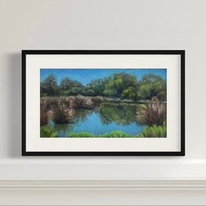 Paisaje de pantano, isla Jekyll / pintura al óleo original, bellas artes, IMPRESIÓN SIN MARCO / Estética de cabaña costera del sur de Low Country, casa de campo.