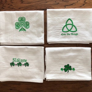 Flour sack towels with Irish Designs