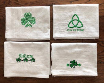 Flour sack towels with Irish Designs