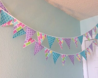 Mini pennant fabric banner -Spring Bunnies- childrens decor, party decor or photo prop