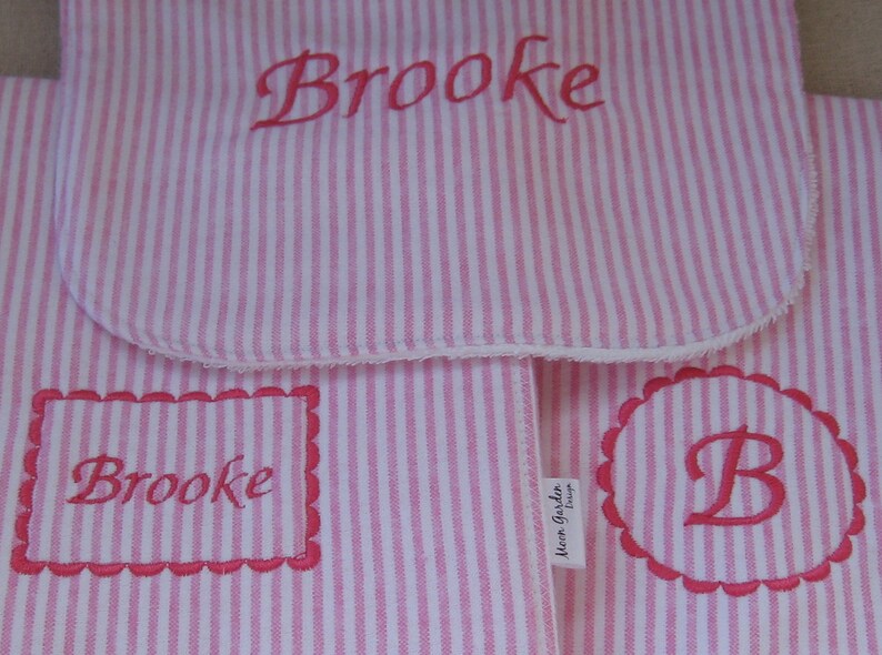 New Baby Gift Set - 2 Burp Cloths and Matching Bib in Soft Striped ...