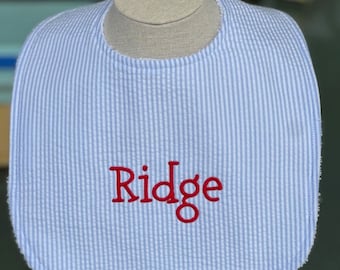 Seersucker Bibs - Choose a Color - Personalized with Monogram or Name