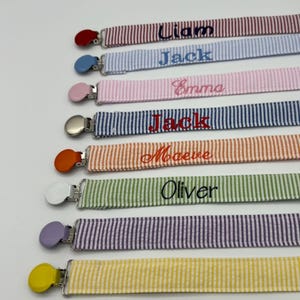 Personalized Pacifier Clip Seersucker