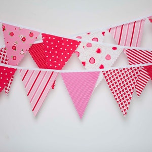 Mini pennant fabric banner Valentines Day I Love You childrens decor, party decor or photo prop READY TO SHIP image 2