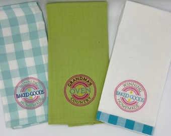 Machine Embroidered Kitchen Towels - Grandma's Country Oven, Winning Homemade Baked Goods, and More!