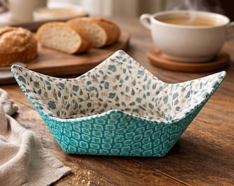 Quilted Cotton Bowl Cozy – Reversible and Microwave Safe